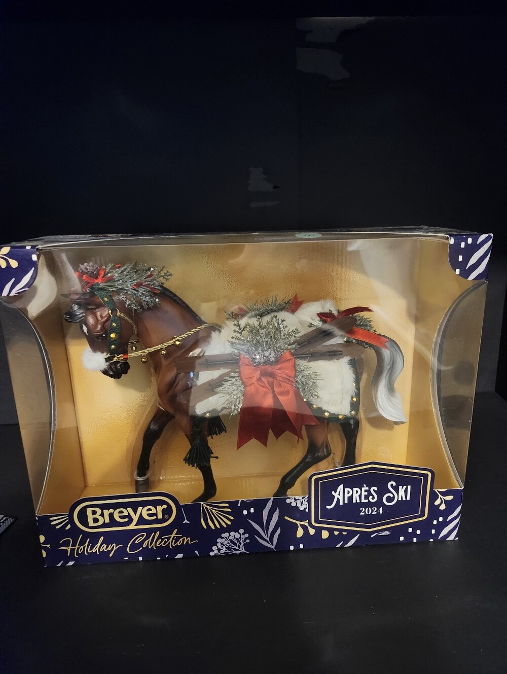 Breyer Brown Holiday Horse Figurine with Red Bow and White Accents